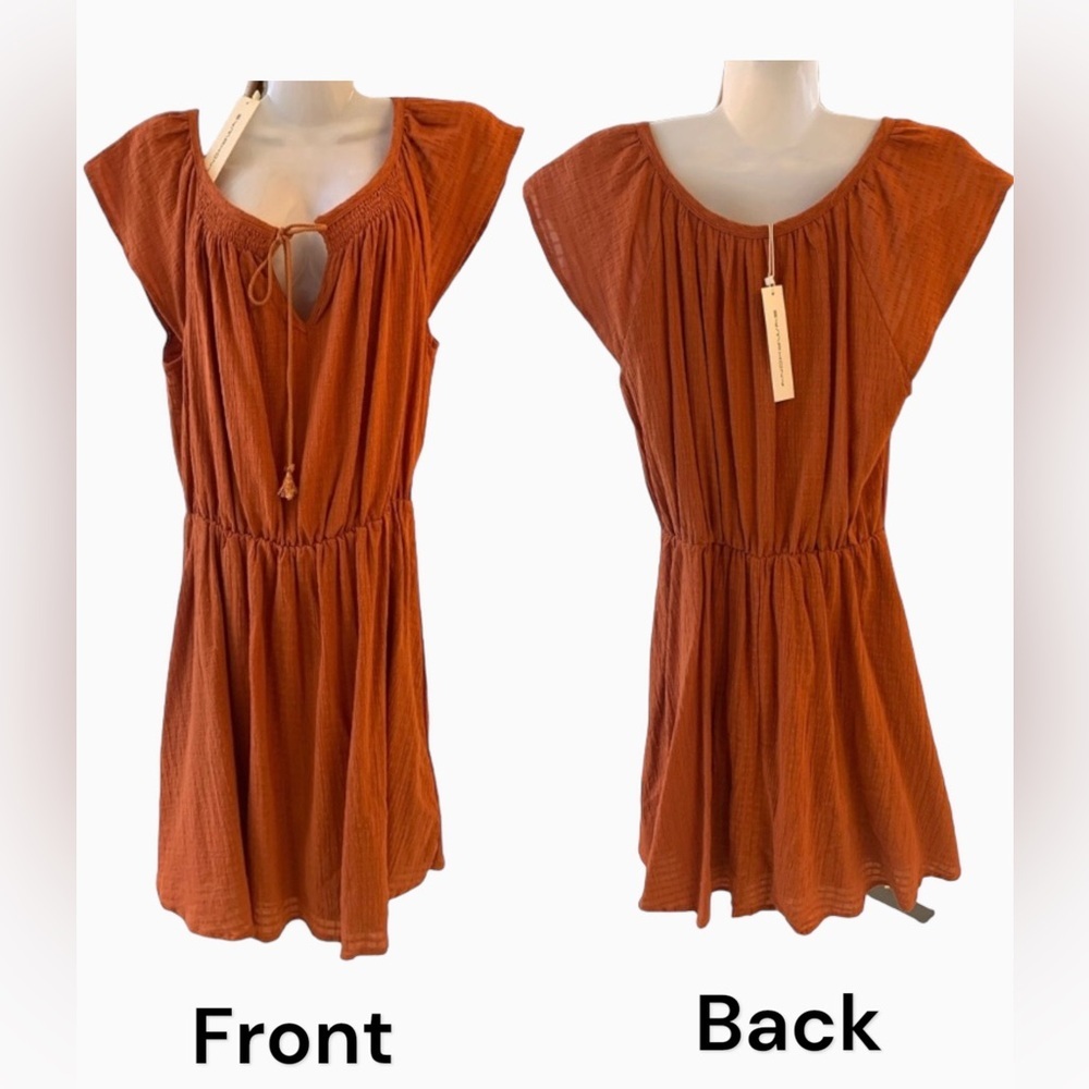 NEW Symphony Women’s Summer Mini Dress Butterfly sleeves Sz Small Color Orange